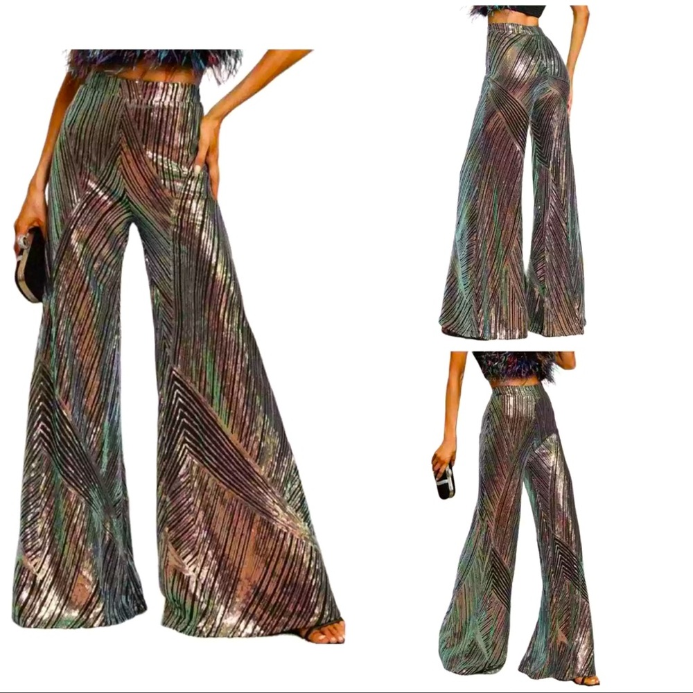 NWT! Faeriesty Sequin Bell Bottoms multicolored EXTRA SMALL